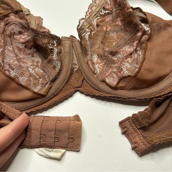 Brown Lace Underwire Bra 36C Adjustable Straps - Picture 4 of 7